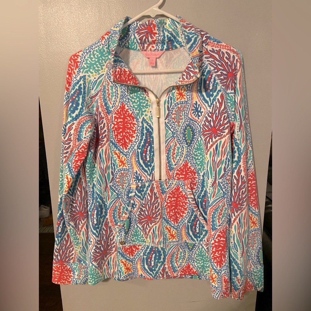 Lilly Pulitzer multi colored long sleeved half zip size small